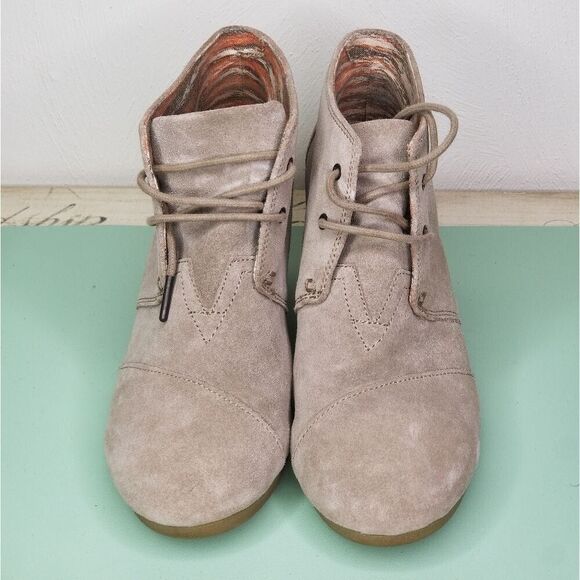 Toms Suede Wedge Ankle Boots - Picture 2 of 8